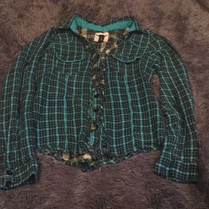 Dollhouse size large long sleeve button down top